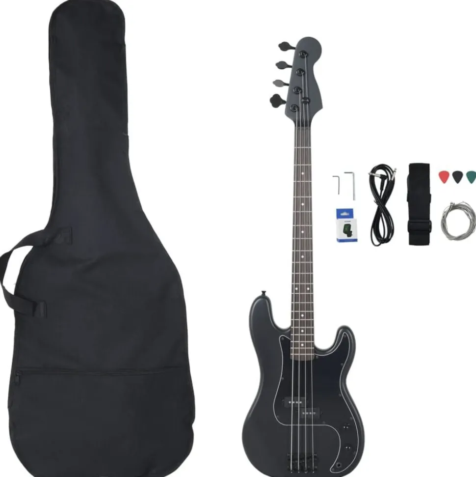 vidaXL Basgitaar voor beginners elektrisch met tas 4/4 46" zwart