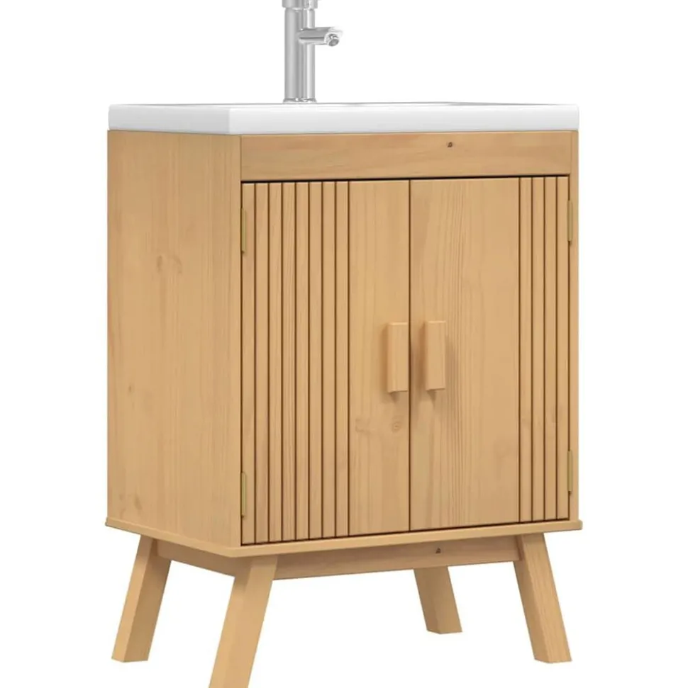 vidaXL Basis Kast Olden Bruin 60 x 40 x 80 cm Massief grenenhout