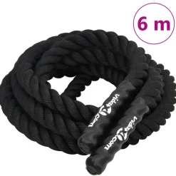 vidaXL Battle Rope Zwart 6 m 4,5 kg Polyester