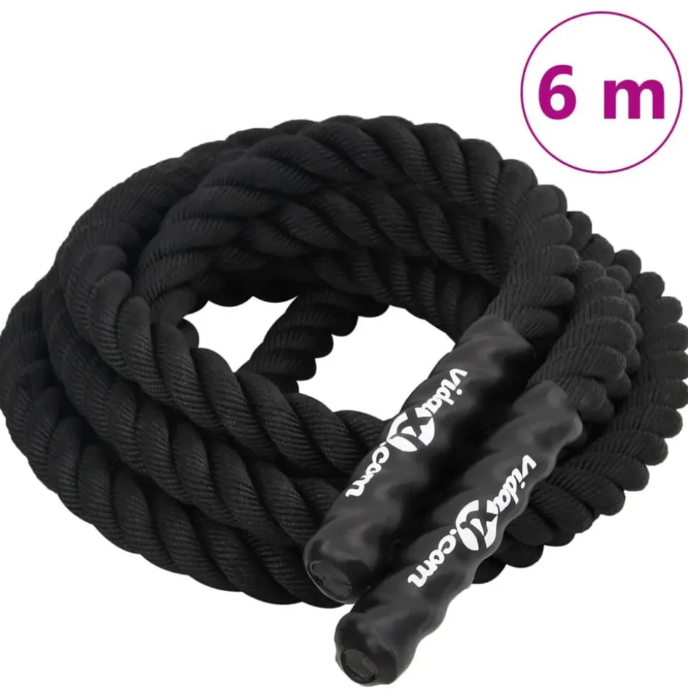 vidaXL Battle Rope Zwart 6 m 4,5 kg Polyester