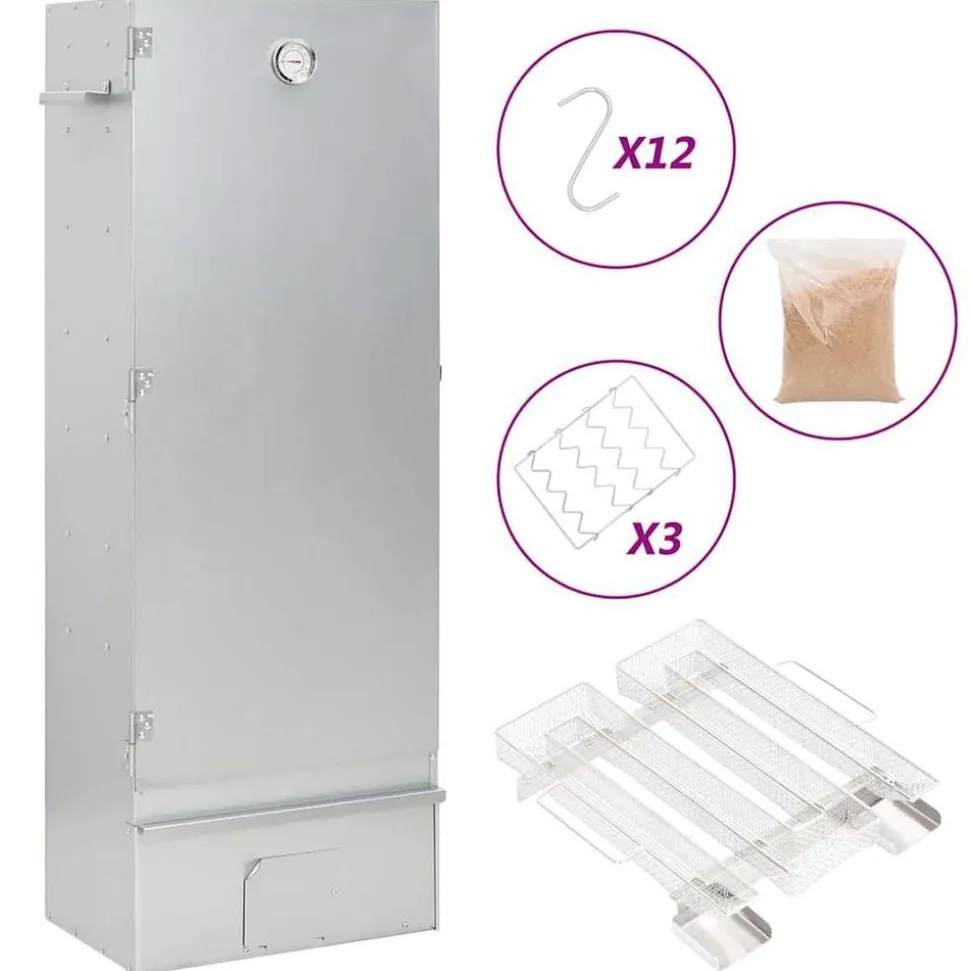 vidaXL BBQ-rookoven met koude rookgenerator gegalvaniseerd staal