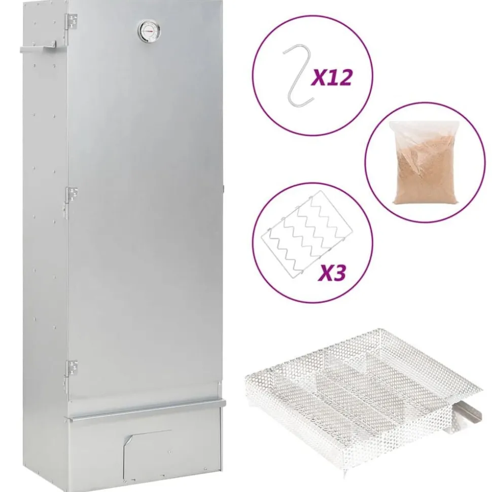 vidaXL BBQ-rookoven met koude rookgenerator gegalvaniseerd staal