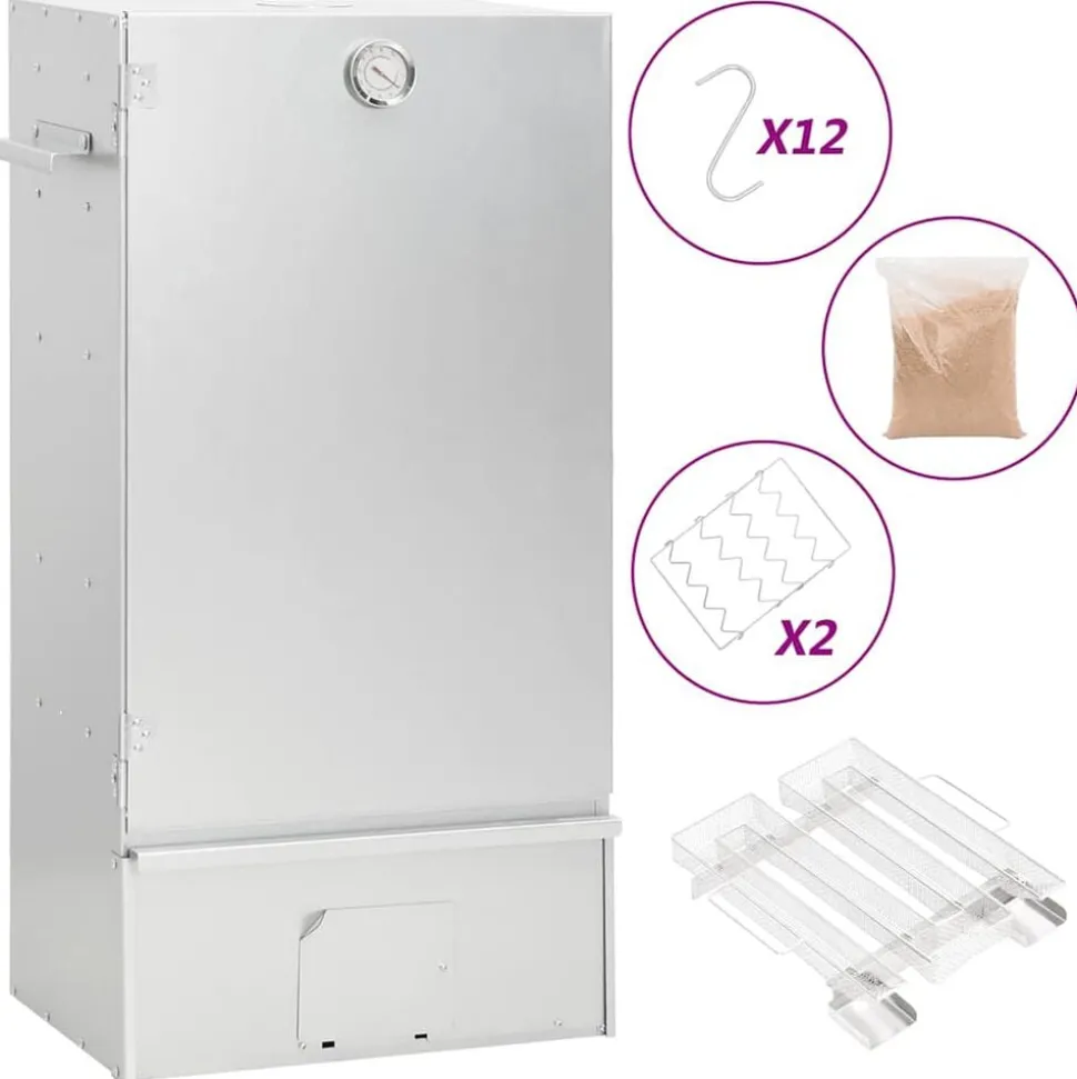vidaXL BBQ-rookoven met koude rookgenerator gegalvaniseerd staal