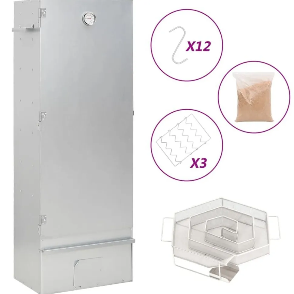 vidaXL BBQ-rookoven met koude rookgenerator gegalvaniseerd staal