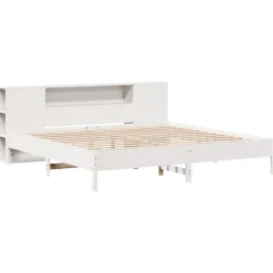 vidaXL Bed met boekenkast zonder matras grenenhout wit 200x200 cm