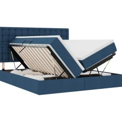 vidaXL Bed met LED-striplichten met hoofdeinde Blauw 180 x 200 cm Stof
