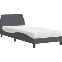 vidaXL Bed met matras "Dover" fluweel donkergrijs 80x200 cm
