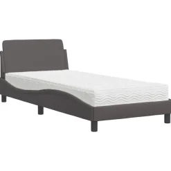 vidaXL Bed met matras "Dover" kunstleer grijs 80x200 cm