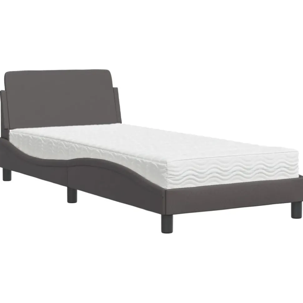 vidaXL Bed met matras "Dover" kunstleer grijs 80x200 cm