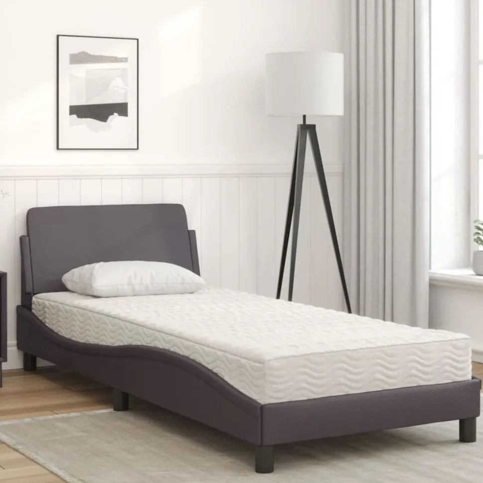 vidaXL Bed met matras "Dover" kunstleer grijs 80x200 cm