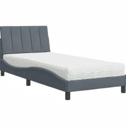 vidaXL Bed met matras "Hanko" fluweel donkergrijs 80x200 cm