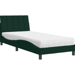 vidaXL Bed met matras "Hanko" fluweel donkergroen 80x200 cm