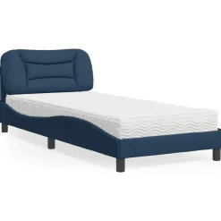 vidaXL Bed met matras "Hvar" stof blauw 80x200 cm