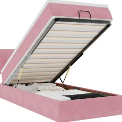 vidaXL Bed poef met matras en LED's 80x200 cm fluweel roze