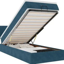 vidaXL Bed poef met matras en LED's 80x200 cm fluweel donkerblauw