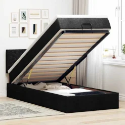 vidaXL Bed poef met matras en LED's 80x200 cm stof zwart
