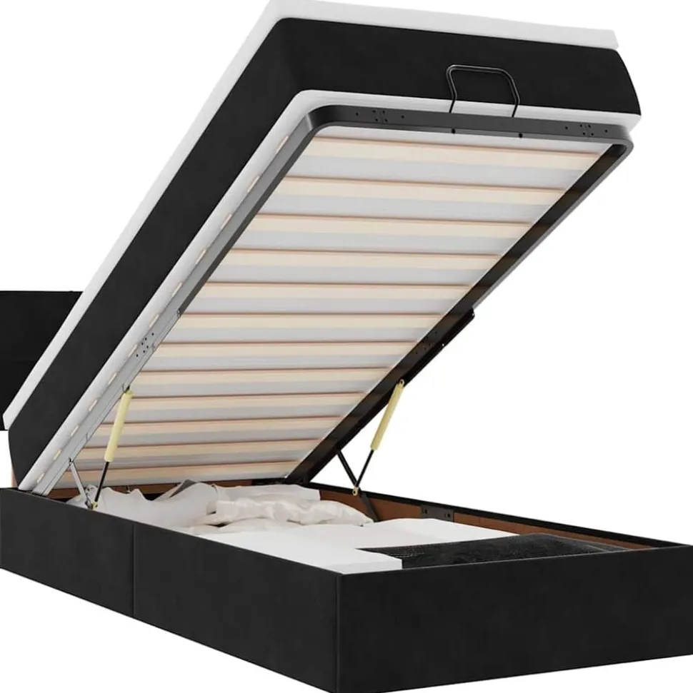 vidaXL Bed poef met matras en LED's 80x200 cm fluweel zwart