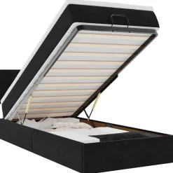 vidaXL Bed poef met matras en LED's 80x200 cm fluweel zwart