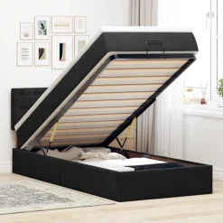vidaXL Bed poef met matras en LED's 80x200 cm fluweel zwart