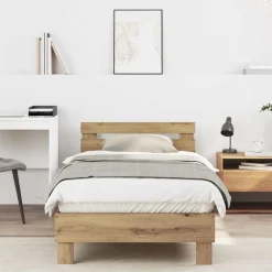 vidaXL Bedframe Artisan Eiken 203 x 95 x 70 cm Bewerkt hout