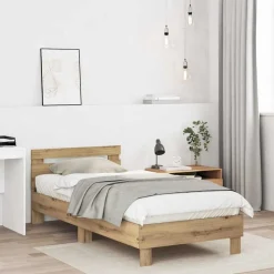 vidaXL Bedframe Artisan Eiken 203 x 95 x 70 cm Bewerkt hout