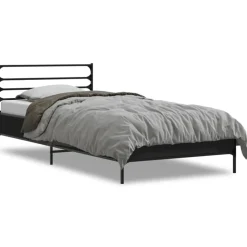 vidaXL Bedframe bewerkt hout en metaal zwart 90x200 cm