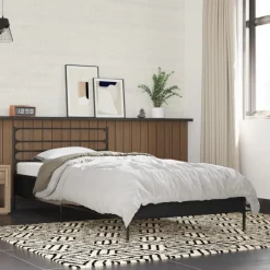 vidaXL Bedframe bewerkt hout en metaal zwart 90x200 cm