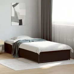vidaXL Bedframe bewerkt hout en metaal zwart 100x200 cm