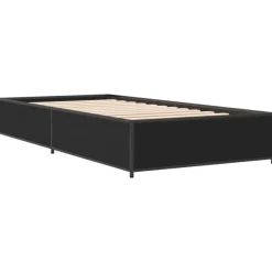 vidaXL Bedframe bewerkt hout en metaal zwart 100x200 cm