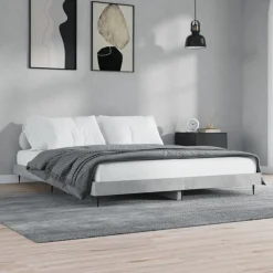 vidaXL Bedframe bewerkt hout betongrijs 200x200 cm