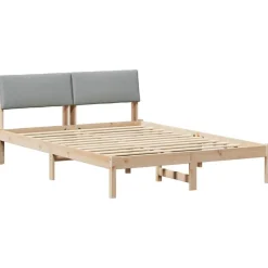 vidaXL Bedframe Bruin en lichtgrijs 160 x 200 cm Massief grenenhout