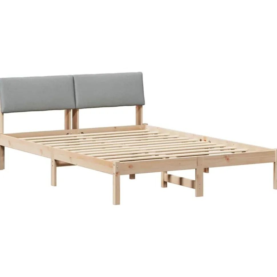 vidaXL Bedframe Bruin en lichtgrijs 160 x 200 cm Massief grenenhout