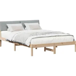 vidaXL Bedframe Bruin en lichtgrijs 160 x 200 cm Massief grenenhout