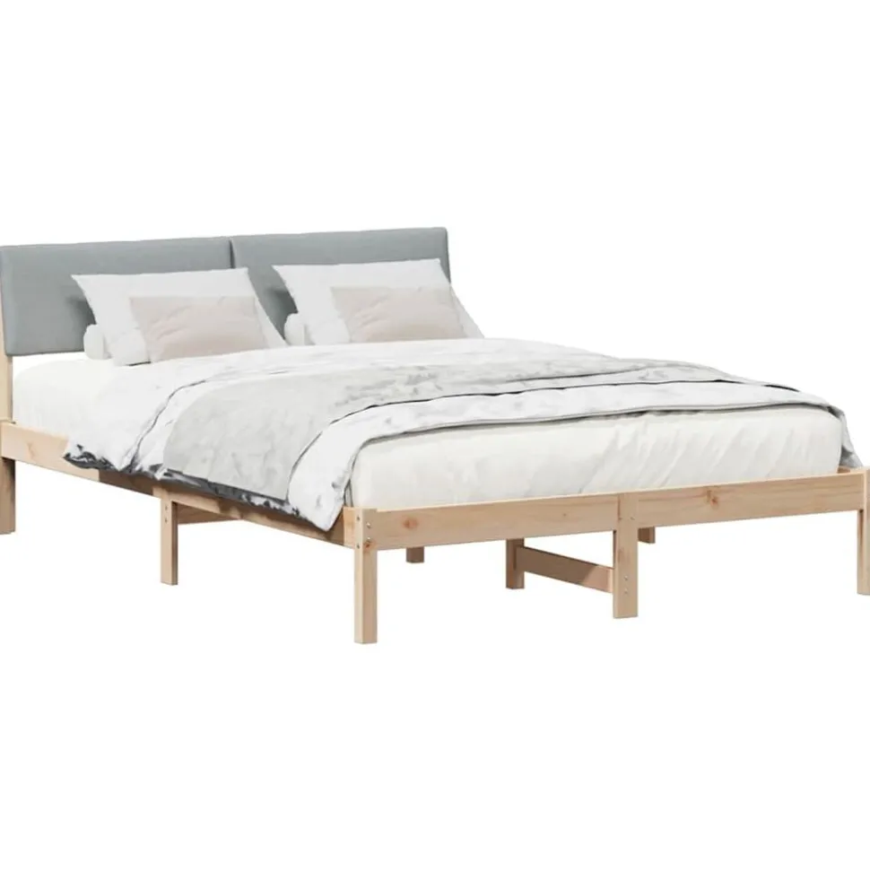 vidaXL Bedframe Bruin en lichtgrijs 160 x 200 cm Massief grenenhout