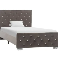 vidaXL Bedframe fluweel grijs 90x200 cm