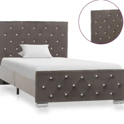 vidaXL Bedframe fluweel grijs 90x200 cm