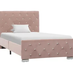 vidaXL Bedframe fluweel roze 90x200 cm