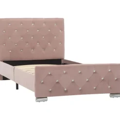 vidaXL Bedframe fluweel roze 90x200 cm