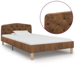 vidaXL Bedframe kunstsuède bruin 90x200 cm