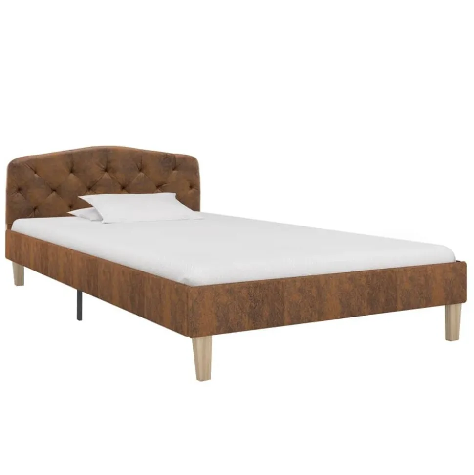 vidaXL Bedframe kunstsuède bruin 90x200 cm
