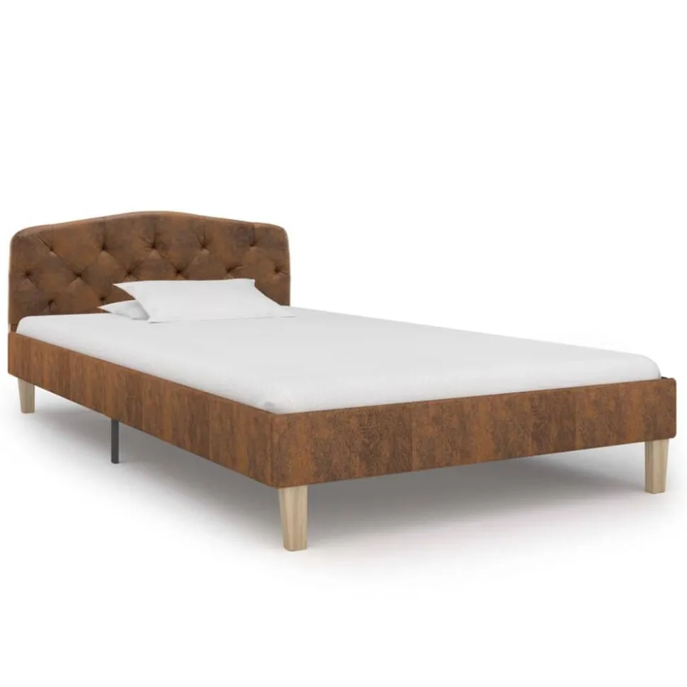 vidaXL Bedframe kunstsuède bruin 90x200 cm