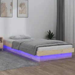 vidaXL Bedframe LED massief hout 90x200 cm