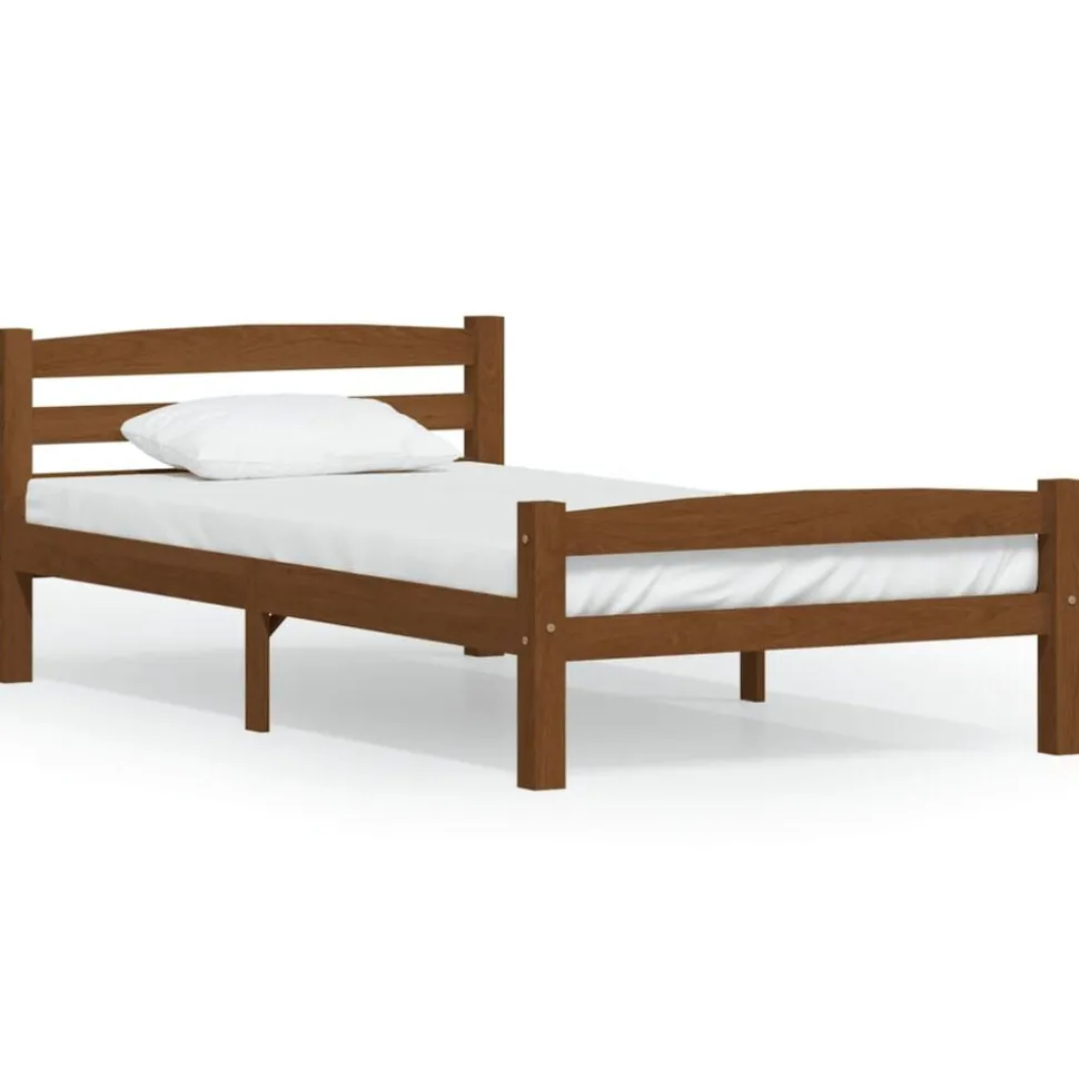 vidaXL Bedframe massief grenenhout honingbruin 90x200 cm