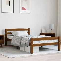 vidaXL Bedframe massief grenenhout honingbruin 90x200 cm