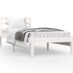 vidaXL Bedframe massief grenenhout wit 75x190 cm