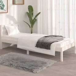 vidaXL Bedframe massief grenenhout wit 75x190 cm