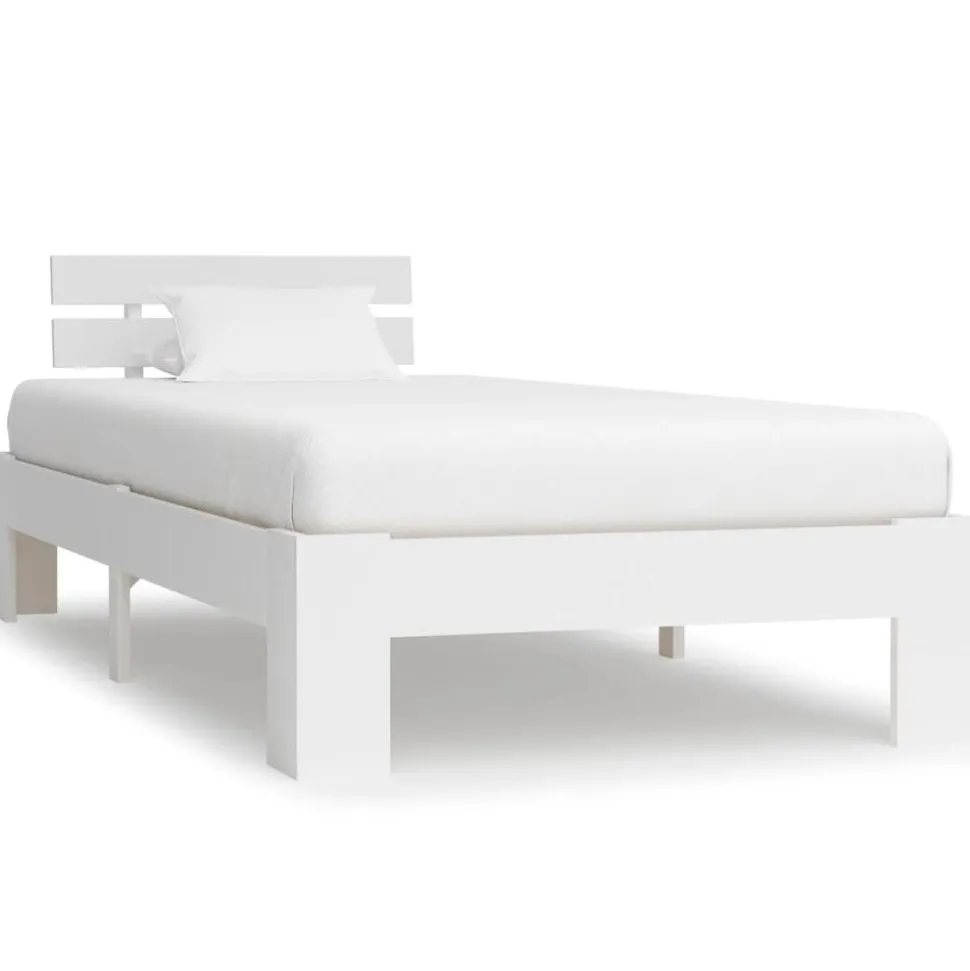 vidaXL Bedframe massief grenenhout wit 90x200 cm