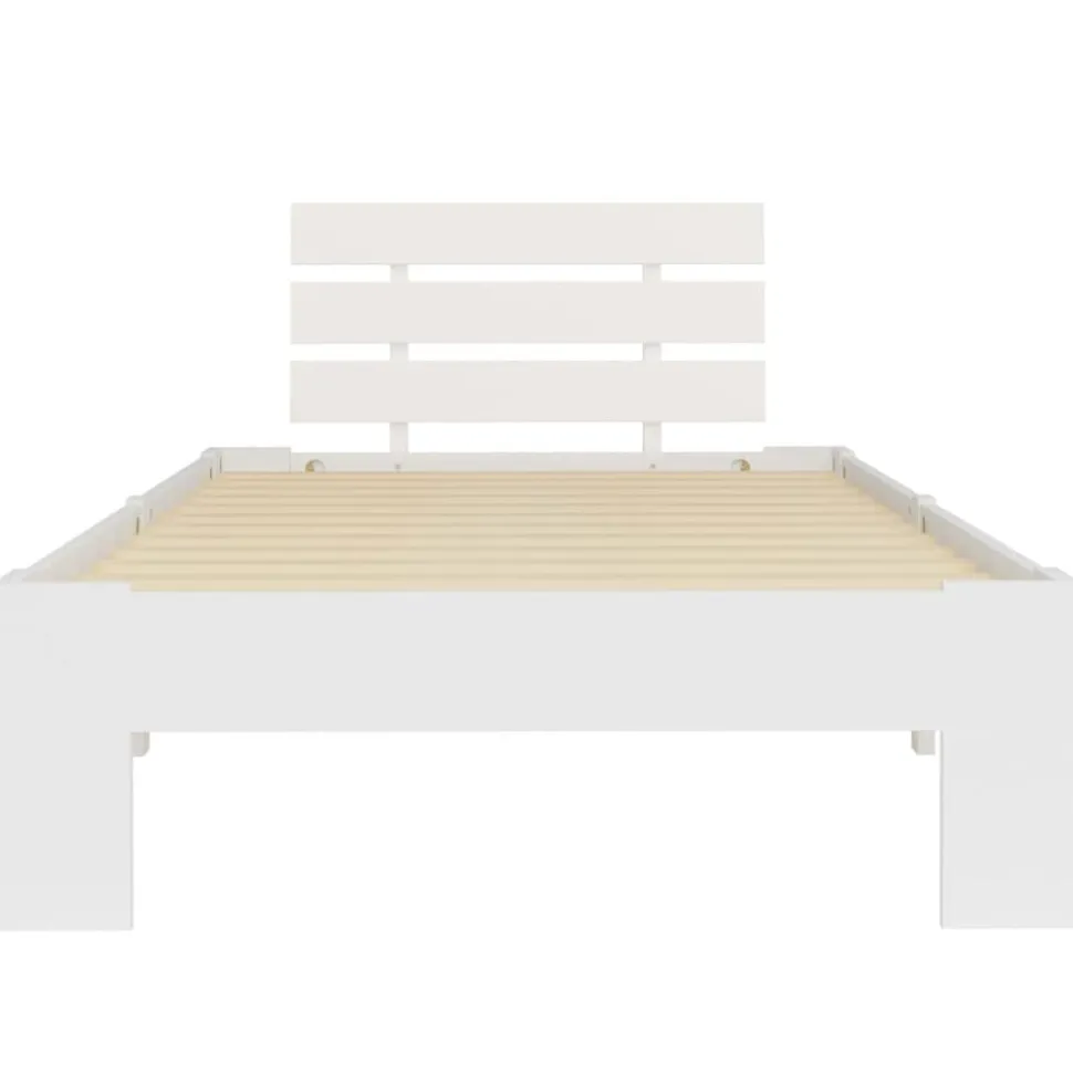 vidaXL Bedframe massief grenenhout wit 90x200 cm
