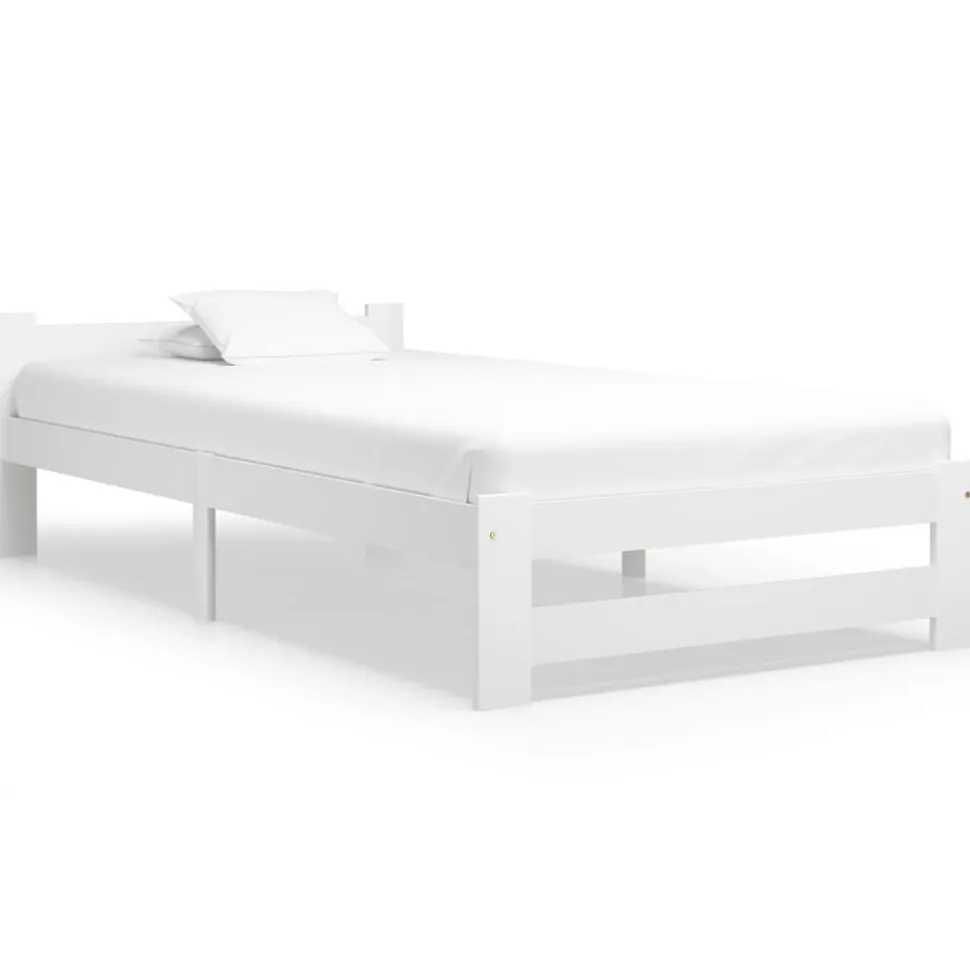 vidaXL Bedframe massief grenenhout wit 90x200 cm