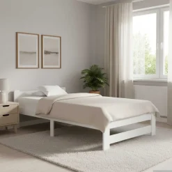 vidaXL Bedframe massief grenenhout wit 90x200 cm